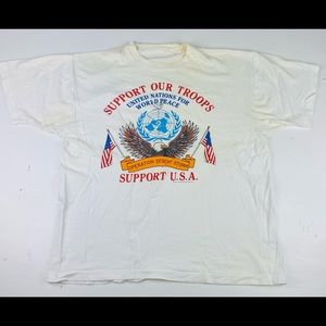 Vintage 1991 desert storm Iraq military tee shirt men’s size Large white